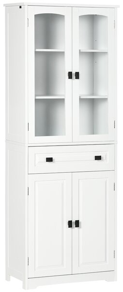 HOMCOM Bufet de Bucătărie cu 2 Dulapuri și Sertar, Mobilier de Bucătărie cu Uși și Rafturi Reglabile, 60x30x160 cm, Alb | Aosom Romania