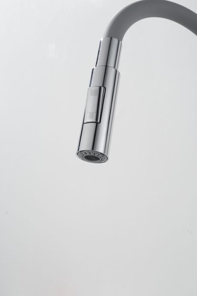 Gamma Flex 4000, baterie de lavoar independentă cu braț flexibil, pipă cu 2 funcții, gri-crom, GMA-BFX-4000G