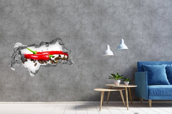 Fototapet 3D gaură în perete Condimente picante în bucătărie