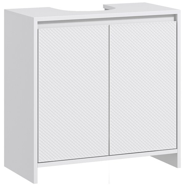 HOMCOM Mobilier Sub Chiuvetă pentru Baie cu 2 Uși, Dulap de Baie cu Decupaj în U pentru Țevi, 60x30x60 cm, Alb | Aosom Romania