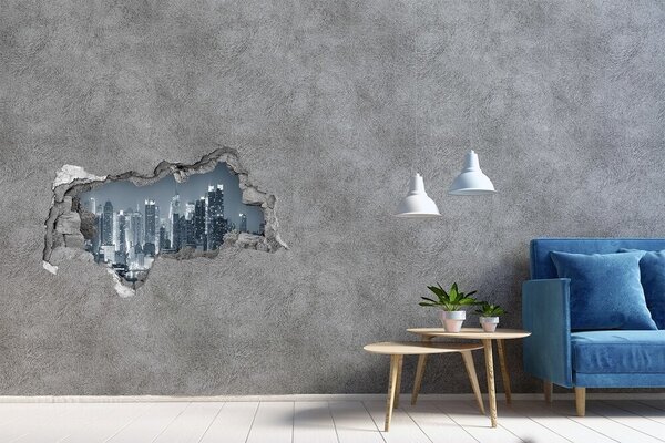 Autocolant de perete gaură 3D Orizontul New York-ului noaptea