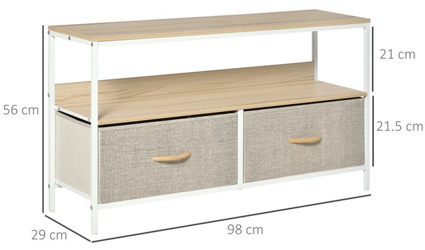 HOMCOM Mobilier pentru Televizor de 47" cu Sertare Pliabile din Material Textil și Raft, 98x29x56 cm, Lemn Natural | Aosom Romania