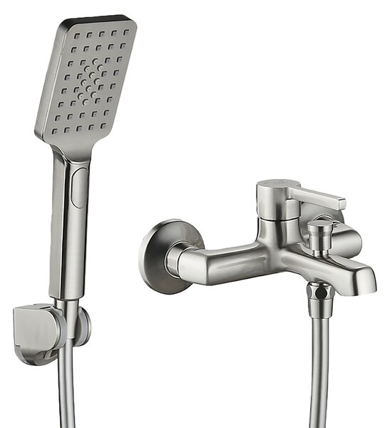 Laveo Alita, baterie cadă cu set de duș manual, oțel periat, LAV-BVA_311D