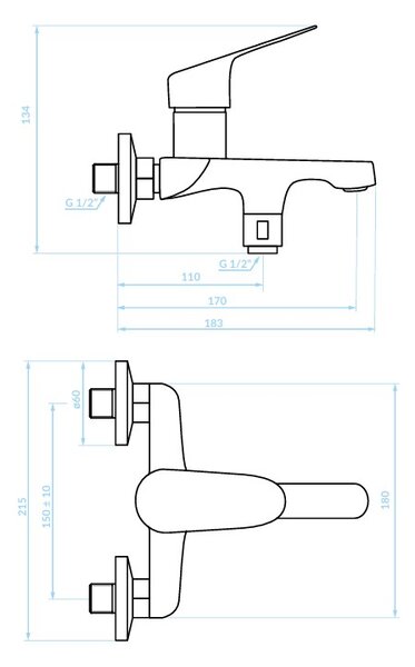 Kuchinox SAGRA, baterie pentru cada, negru mat, LAV-BQR_710D