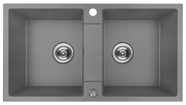 Kuchinox Rab, chiuvetă din granit cu 2 compartimente 800x440x186 mm, gri, LAV-SBF_520Y