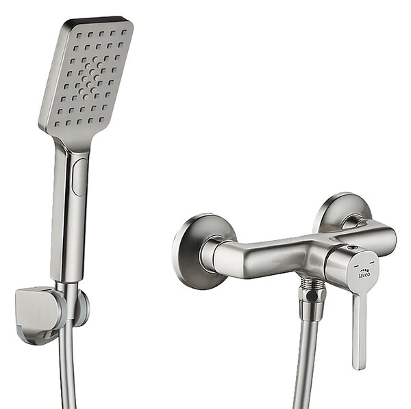 Laveo Alita, baterie duș cu set de duș manual, oțel periat, LAV-BVA_341D