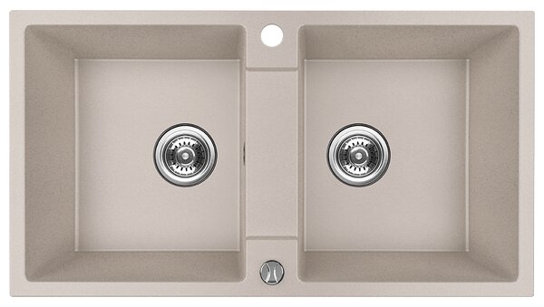 Kuchinox Rab, chiuvetă din granit cu 2 compartimente 800x440x186 mm, bej, LAV-SBF_420Y