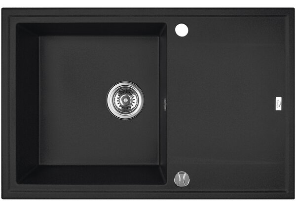 Laveo Megalo, chiuvetă din granit cu 1 compartiment 780x500x185 mm, neagră, LAV-SBE_711B