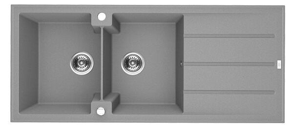 Laveo Canaria, chiuvetă din granit cu 2 compartimente 1160x500x207 mm, gri, LAV-SPC_521T