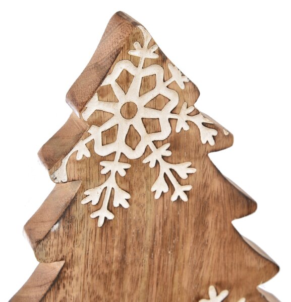 Decorațiune din lemn de mango 4Home Snowflake Tree, 33 cm