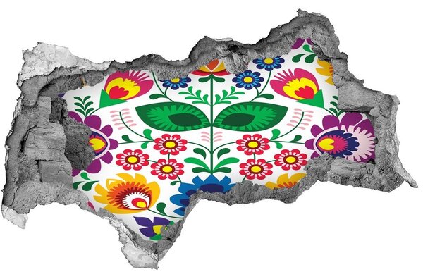 Fototapet un zid spart cu priveliște Model floral pe un fundal de beton
