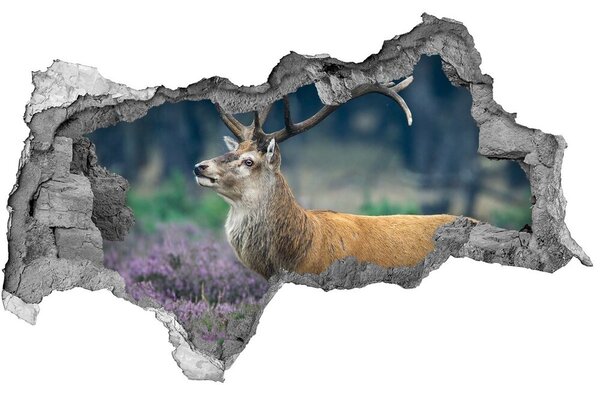 Autocolant de perete gaură 3D Deer de lavandă