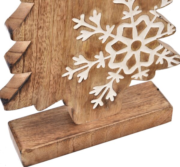 Decorațiune din lemn de mango 4Home Snowflake Tree, 33 cm
