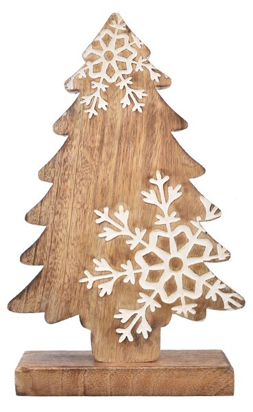 Decorațiune din lemn de mango 4Home Snowflake Tree, 33 cm