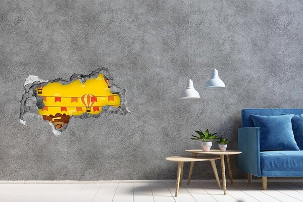Autocolant 3D gaura cu priveliște Peisaj cu baloane în munți