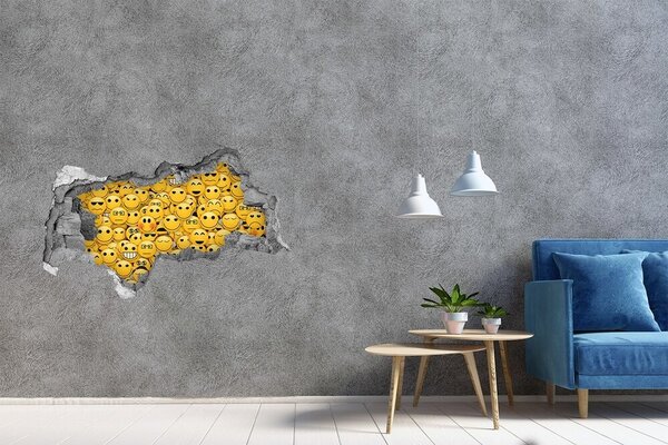 Fototapet 3D gaură în perete Emoji-uri zâmbitoare într-o gaură în perete