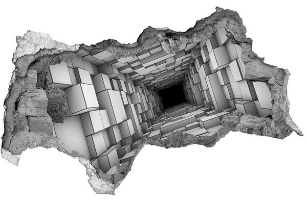Autocolant de perete gaură 3D Interiorul labirintului cub