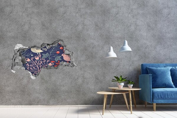 Autocolant 3D gaura cu priveliște Model floral cu bufnițe