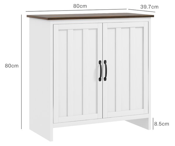 HOMCOM Bufet Modern pentru Bucătărie, Mobilier cu 2 Uși și Raft Reglabil din Lemn, 80x39,7x80 cm, Alb | Aosom Romania