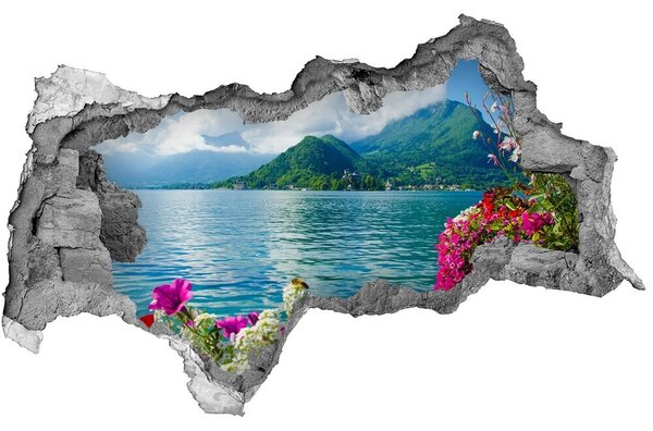 Autocolant de perete gaură 3D Flori pe lac