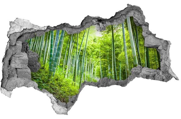Autocolant de perete gaură 3D pădure de bambus