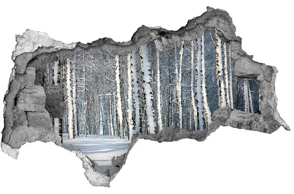Autocolant 3D gaura cu priveliște pădure în timpul iernii