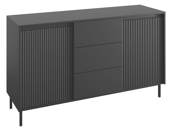 Comodă Comfivo T101Negru, Cu sertare și uși, 90x153x50cm