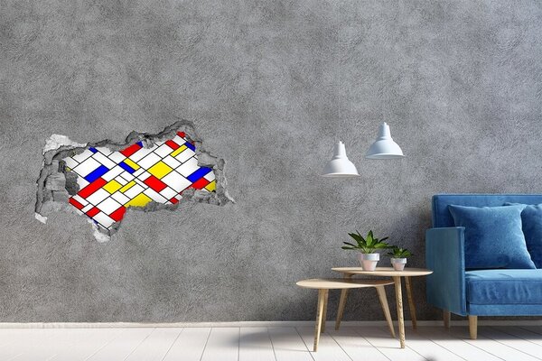 Autocolant de perete gaură 3D Model abstract în stilul lui Mondrian