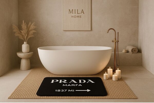 Covorașe de baie negre 2 buc. din catifea 60x100 cm Prada – Mila Home