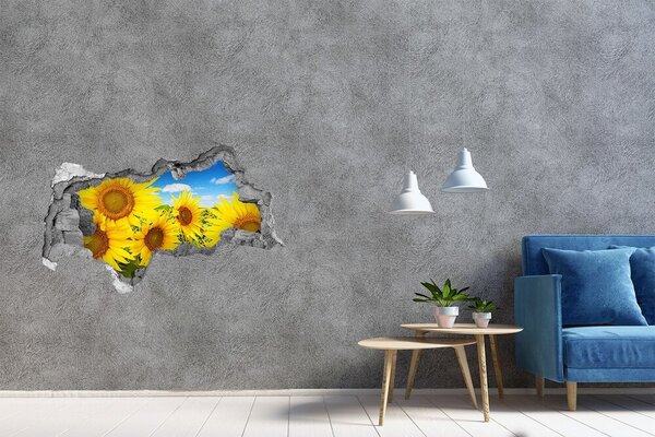 Autocolant 3D gaura cu priveliște Un paradis al florilor cu floarea-soarelui