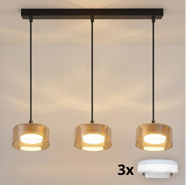 Brilagi - LED Lustră suspendată pe cablu AURA LUX 3xGX53/30W/230V negru/auriu