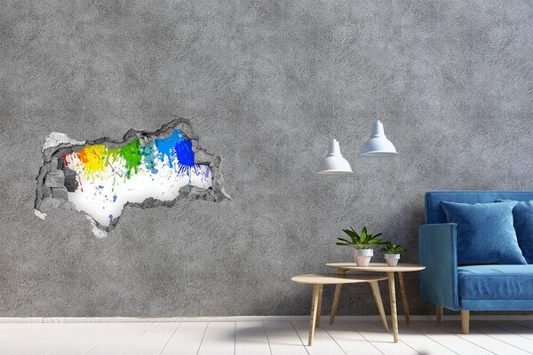 Fototapet 3D gaură în perete O explozie colorată în beton