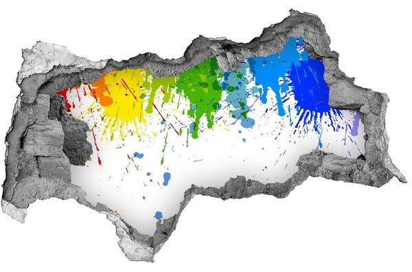 Fototapet 3D gaură în perete O explozie colorată în beton