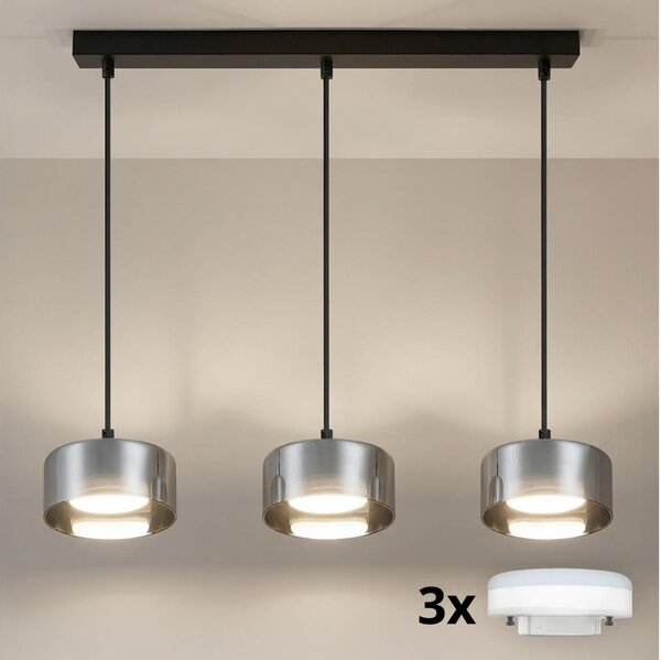 Brilagi - LED Lustră suspendată pe cablu AURA LUX 3xGX53/30W/230V negru/fumuriu