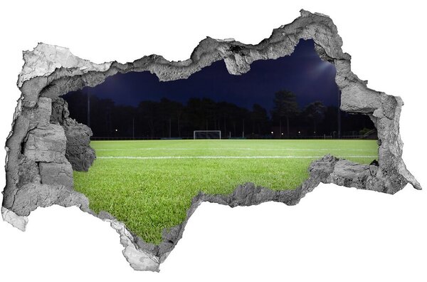 Fototapet 3D gaură în perete teren de fotbal