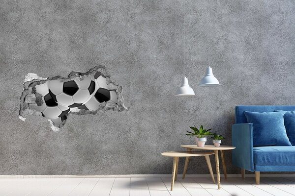 Autocolant 3D gaura cu priveliște Iluzie de fotbal pe perete