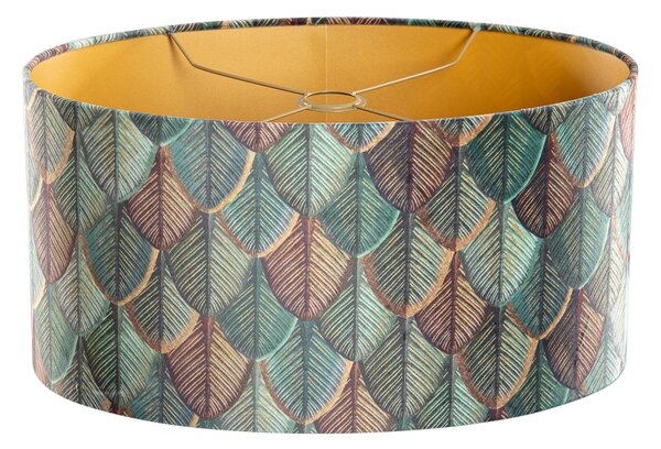 Abajur din catifea cu design frunze și interior auriu, oval 50/33/25