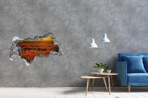 Autocolant gaură 3D Peisaj floral la apus