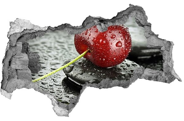 Autocolant 3D gaura cu priveliște Cherry în ploaie