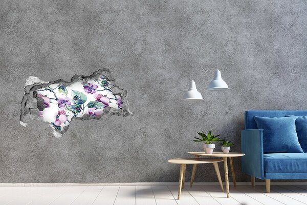 Fototapet 3D gaură în perete Pictură murală florală într-un perete deteriorat