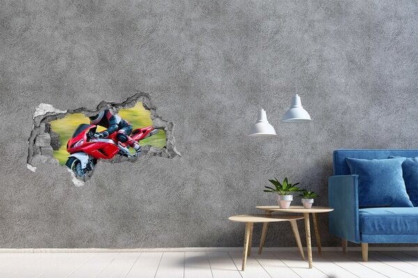 Autocolant 3D gaura cu priveliște Motocicletă în acțiune