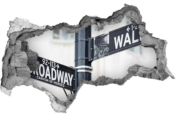 Autocolant 3D gaura cu priveliște semn Wall Street