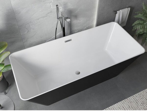 Mexen Velo Slim, cadă de baie independentă 170 × 75 cm, alb-negru, 52811707575-SS
