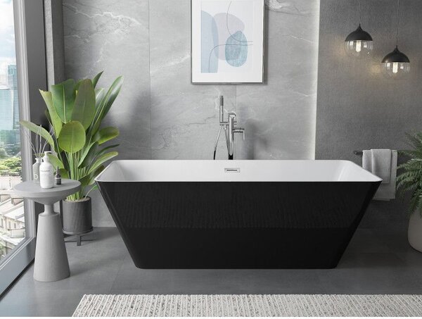 Mexen Velo Slim, cadă de baie independentă 170 × 75 cm, alb-negru, 52811707575-SS