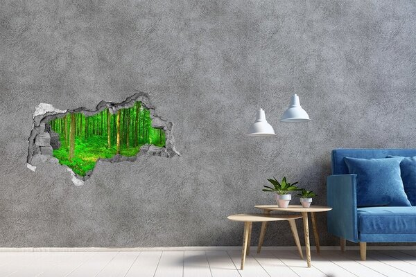 Autocolant 3D gaura cu priveliște Pădurea verde într-o gaură în perete