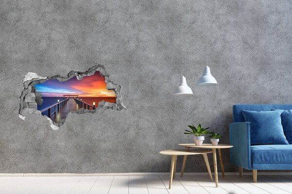 Autocolant autoadeziv gaură Apus de soare peste dig