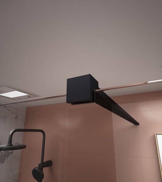 Erga Paris, Paravan de duș walk-in 30x200 cm, sticlă transparentă de 8 mm, profil negru, ERG-V02-PARIS-030x200-CL-BK