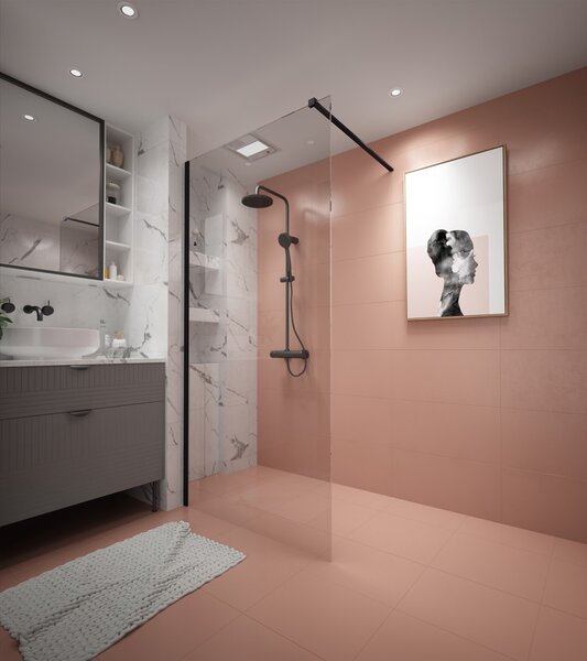 Erga Paris, Paravan de duș walk-in 30x200 cm, sticlă transparentă de 8 mm, profil negru, ERG-V02-PARIS-030x200-CL-BK