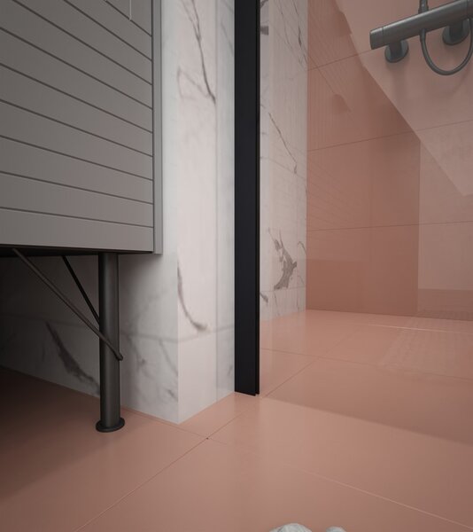 Erga Paris, Paravan de duș walk-in 30x200 cm, sticlă transparentă de 8 mm, profil negru, ERG-V02-PARIS-030x200-CL-BK