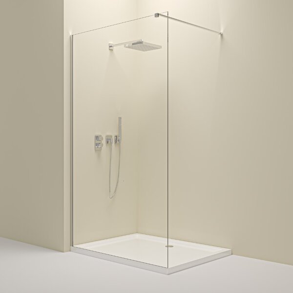 Erga Paris, Paravan de duș walk-in 30x200 cm, sticlă transparentă 8mm, profil cromat, ERG-V02-PARIS-030x200-CL-CR